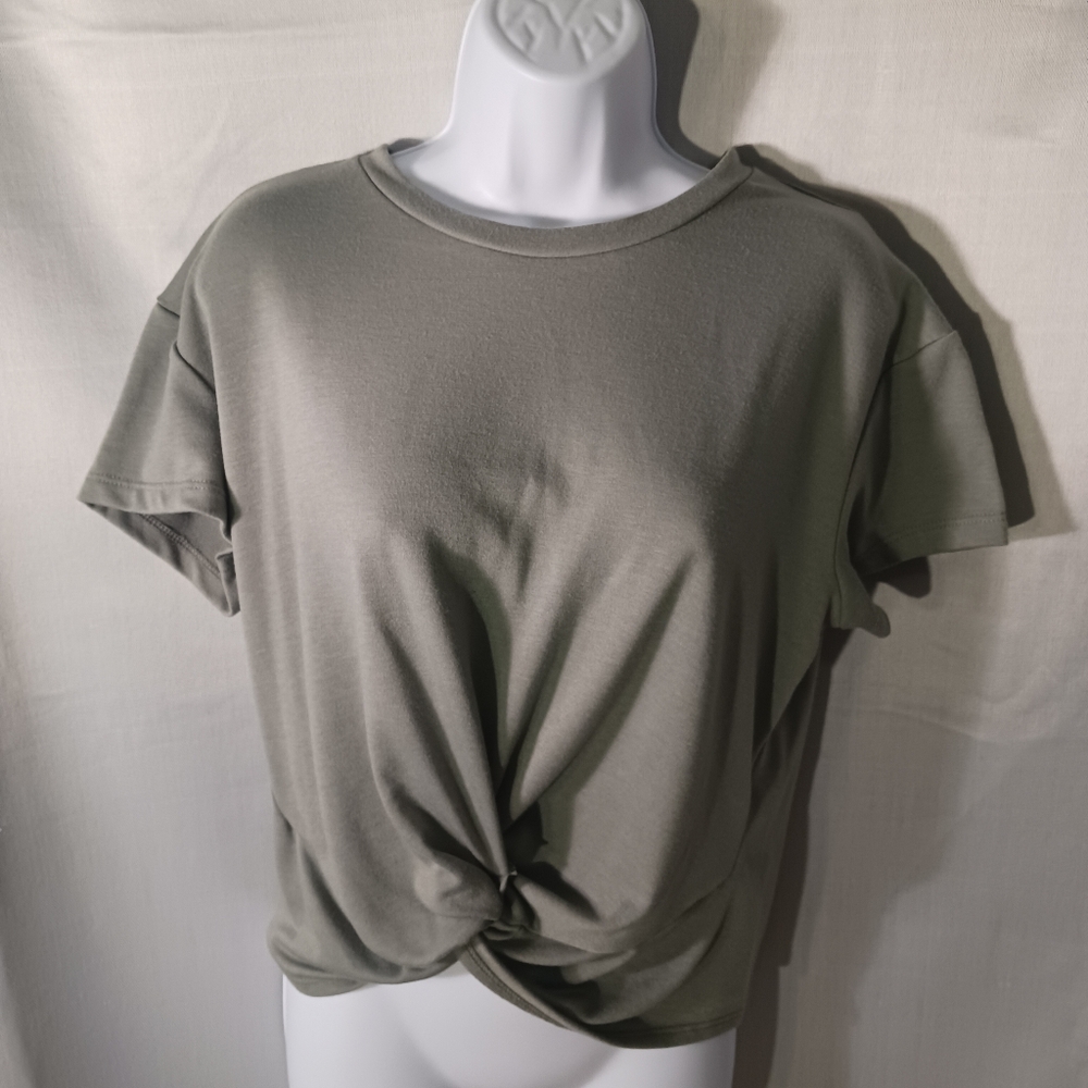 Lush Olive Green Soft Comfy Pullover Knotted Crop Top Size M